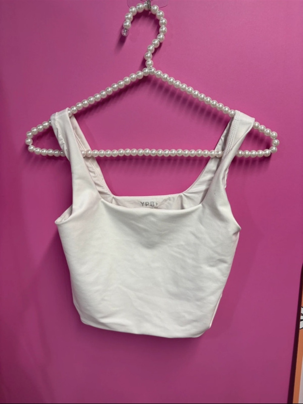 Abercrombie YPB White Square Neck Cropped Tank Top